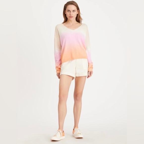 SANCTUARY | Women’s Horizon Sweater Pink Sherbet Ombre Cotton Blend V-Neck Small - Picture 12 of 12